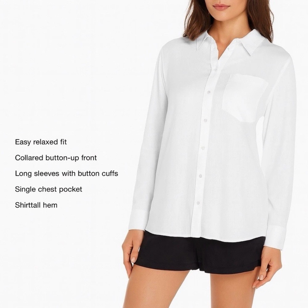 GAP Woman’s Linen Blend Button DownShirt white Relaxed Fit Long Sleeve Size XL